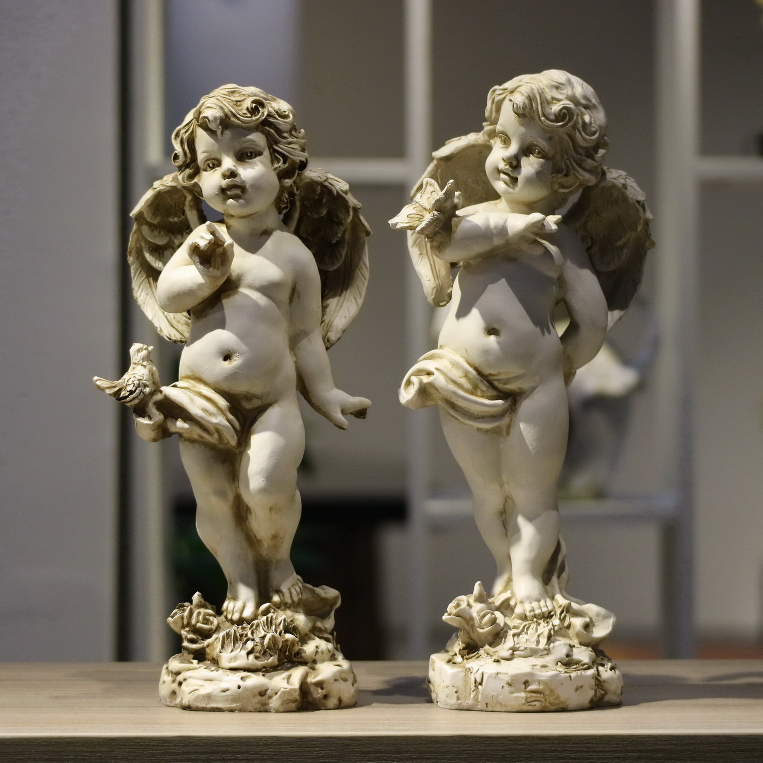 Resin Art Sculptures - Statuetta d'Angelo in Resina Retrò 29cm,