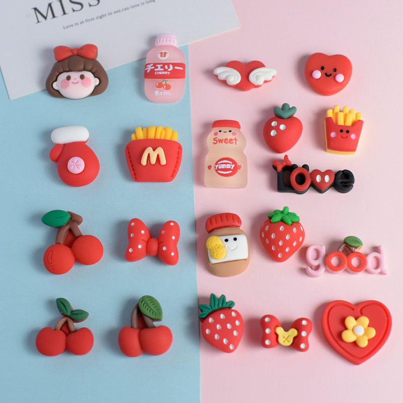 Resin Art Heart - 10 pezzi nuovi cartoni animati ciliegie,